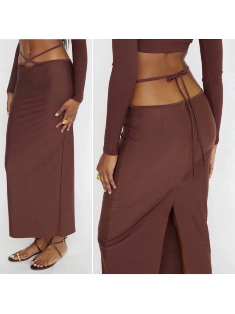 Mott50 Chocolate Brown Maxi Skirt M/L - Picture 1 of 5